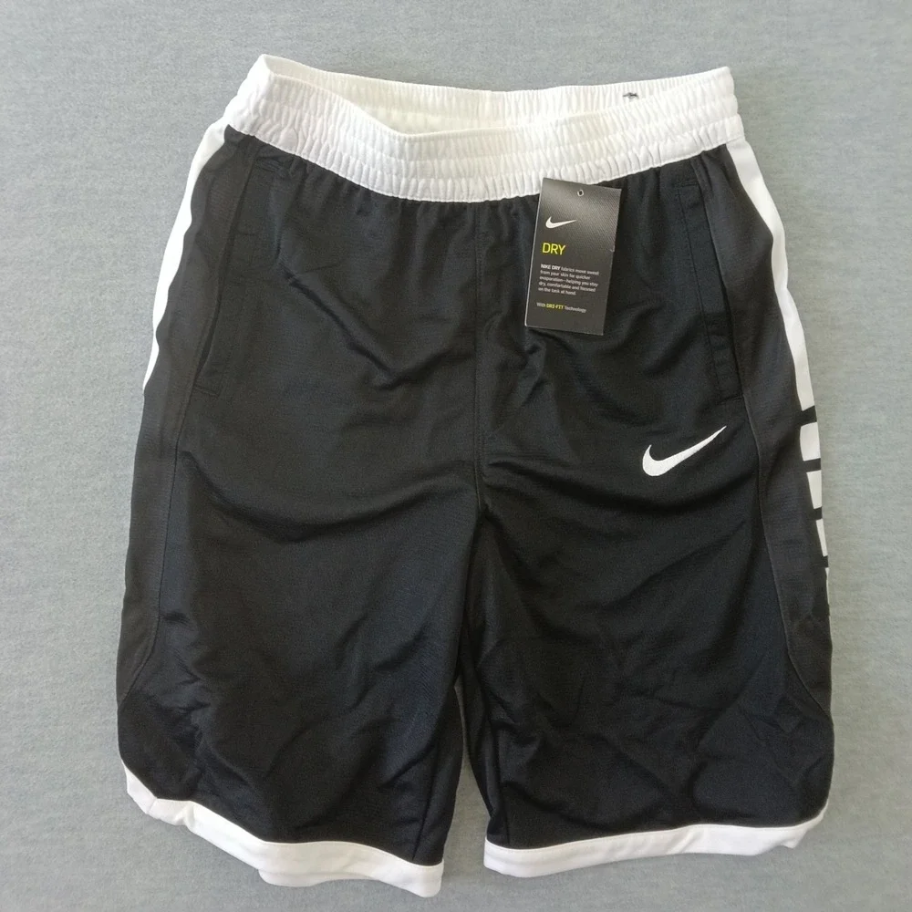 Nike Boys XL Dri-FIT Basketball Shorts Black White Athletic Elite Mesh New